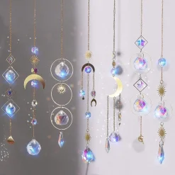 Nuyikaso Kersthanger>7 Stuks Zonnevangers Kristal Hangend Windspel Regenboog Zon Maan Hanger Kristallen Ornament Kristallen Ballen Voor Raam Huis Tuin Kerstmis Dag Feest Bruiloft Decoratie