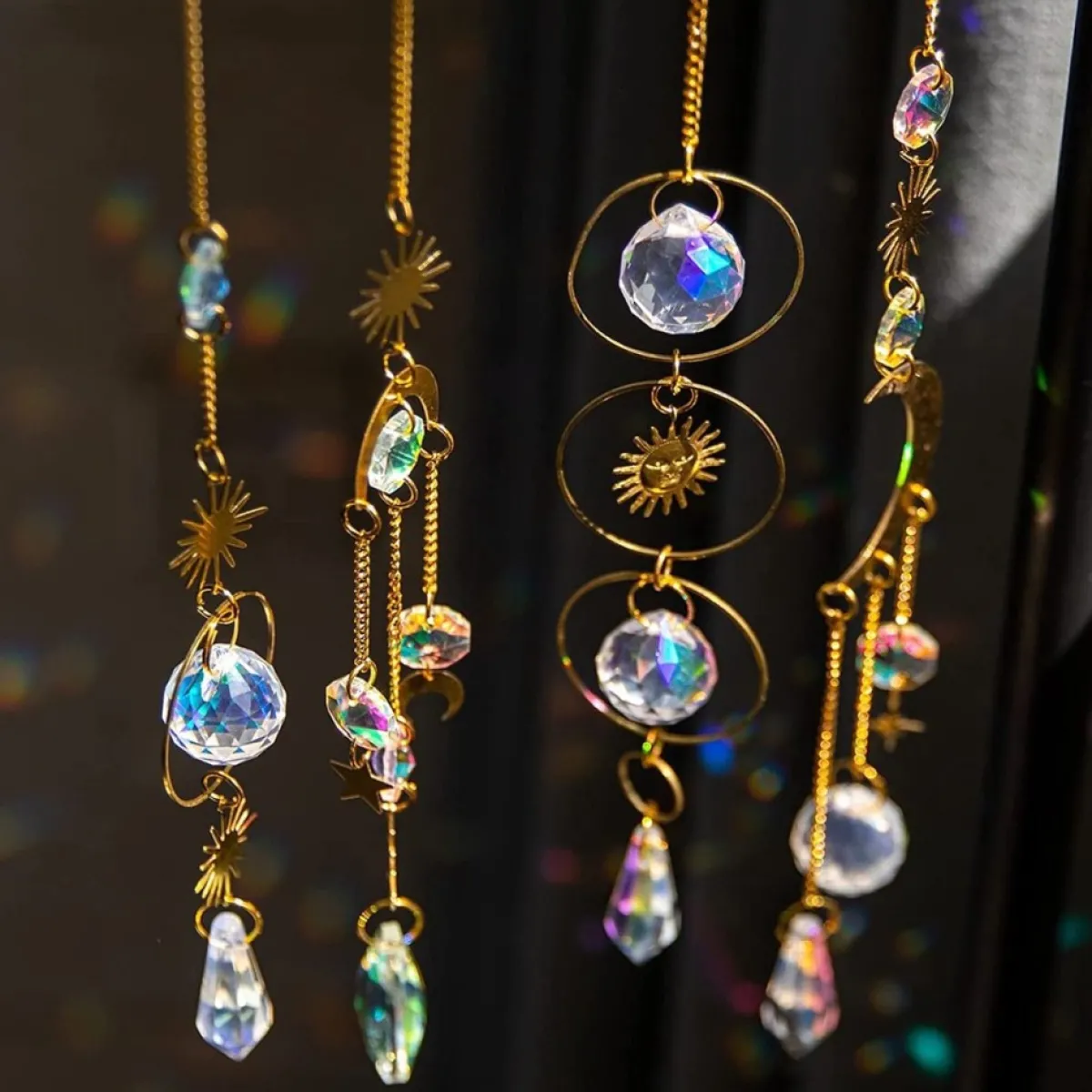 Nuyikaso Kersthanger>7 Stuks Zonnevangers Kristal Hangend Windspel Regenboog Zon Maan Hanger Kristallen Ornament Kristallen Ballen Voor Raam Huis Tuin Kerstmis Dag Feest Bruiloft Decoratie