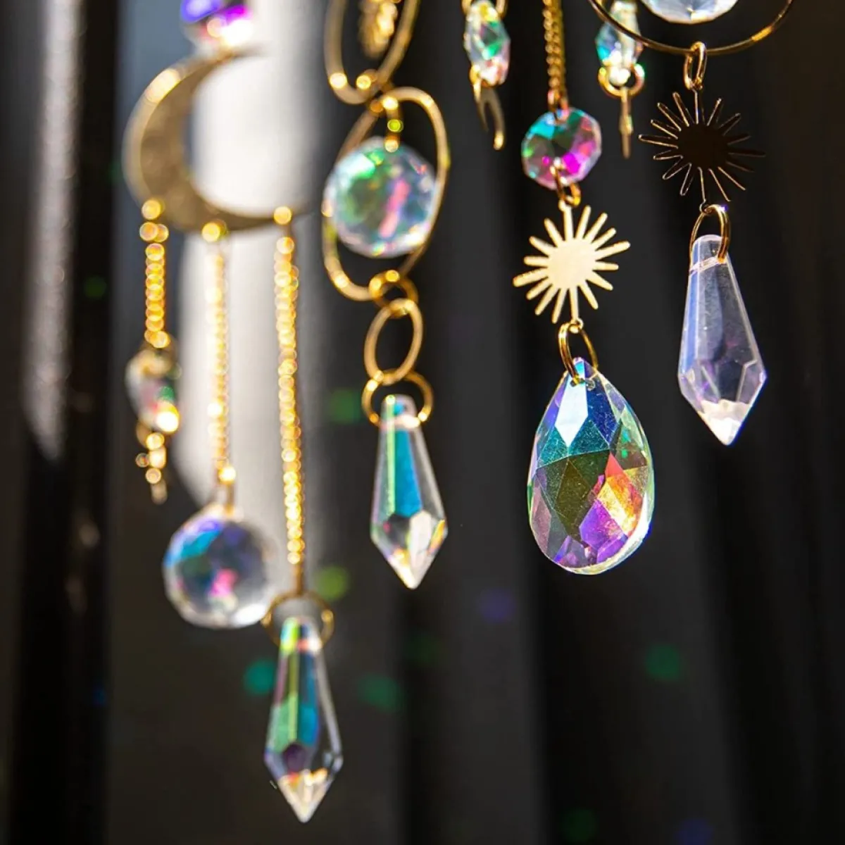 Nuyikaso Kersthanger>7 Stuks Zonnevangers Kristal Hangend Windspel Regenboog Zon Maan Hanger Kristallen Ornament Kristallen Ballen Voor Raam Huis Tuin Kerstmis Dag Feest Bruiloft Decoratie