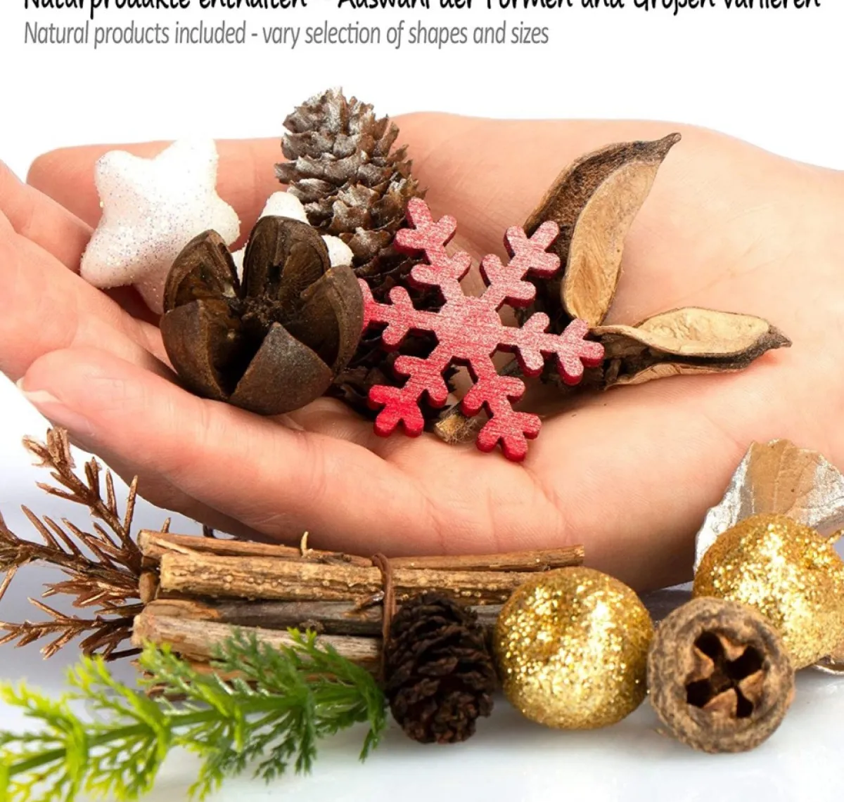 Selwo Kerststukjes>6 X Kerstdecoratie In Zak Met Kegels, Sterren En Takken, Strooidecoratie, Kerstdecoratie, Tafeldecoratie, Adventskrans, Knutselaccessoires (6 X Zak: Dennenappels, Sterren, Vlokken)