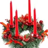 * Kerstkransen>Adventskrans Kunstkandelaar Kerstmis - Kerstkrans Met 4 Kandelaars Adventkrans, Decoratie, Tafeldecoratie Voor Kaarsen, Puntige Kaarsen, 30 Cm, Rood, 30 Cm