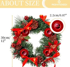 * Kerstkransen></noscript>Adventskrans Kunstkandelaar Kerstmis - Kerstkrans Met 4 Kandelaars Adventkrans, Decoratie, Tafeldecoratie Voor Kaarsen, Puntige Kaarsen, 30 Cm, Rood, 30 Cm