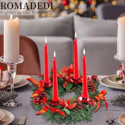 * Kerstkransen></noscript>Adventskrans Kunstkandelaar Kerstmis - Kerstkrans Met 4 Kandelaars Adventkrans, Decoratie, Tafeldecoratie Voor Kaarsen, Puntige Kaarsen, 30 Cm, Rood, 30 Cm