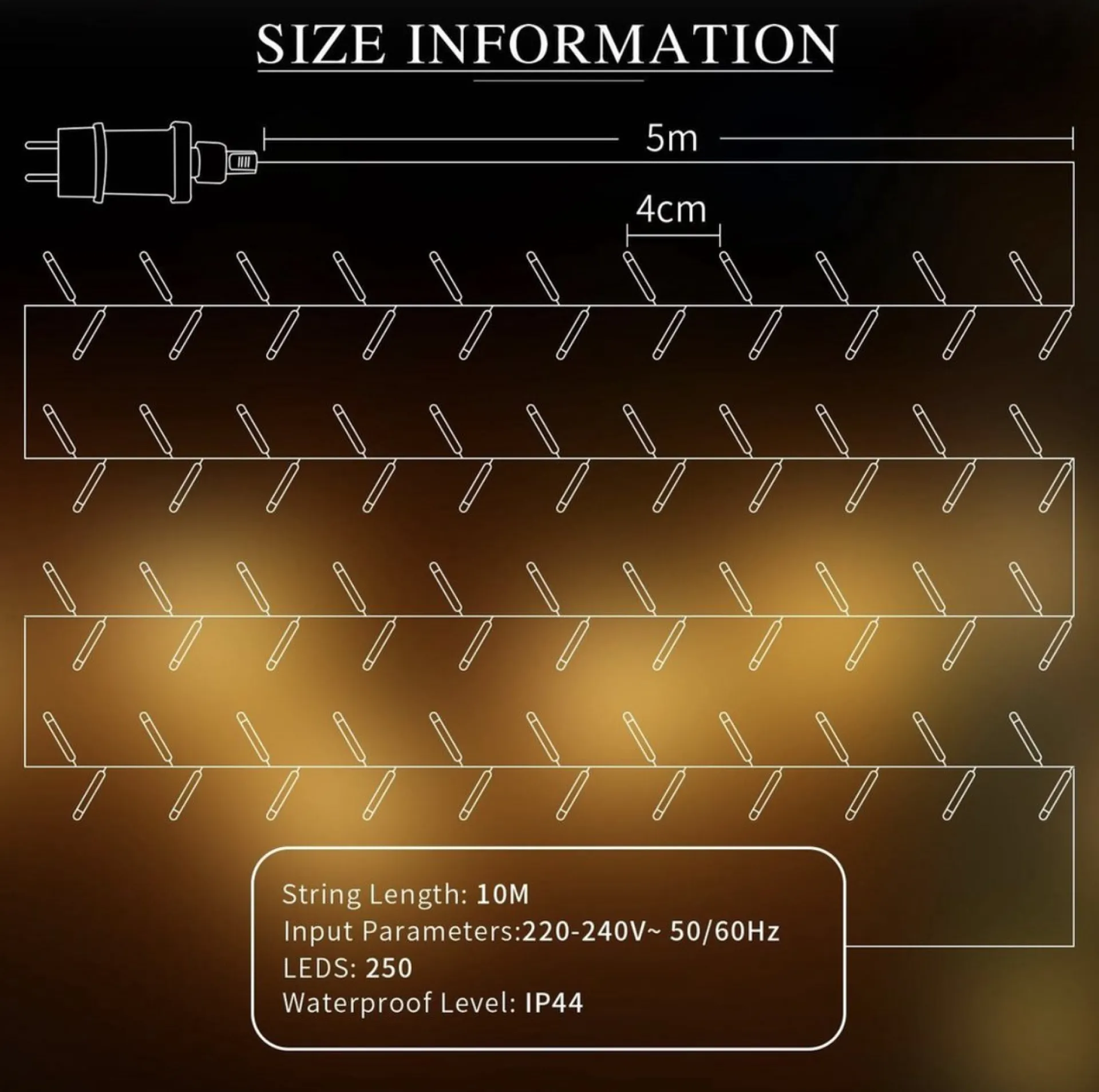 Aigostar Led Lichtsnoer - Lichtslinger - Led Lampjes Slinger - 4.5 Watt - 250 Leds - 10M - Ip44 Flash Sale