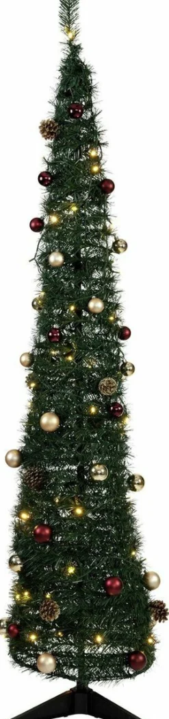Argos Home 180Cm Pop Up Led Kerstboom Kerstballen Dennenappels Groen Cheap