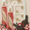 Merkloos Kersthanger>Artisanale - Kerstdecoratie - Raam - Raamhanger In Kant - Kaarsen Voor Raam