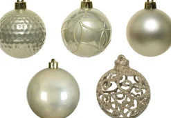 Bellatio Decorations Kerstboomversieringen></noscript> Kerstballen - 37 Stuks - Parel Champagne - Kunststof - 6 Cm