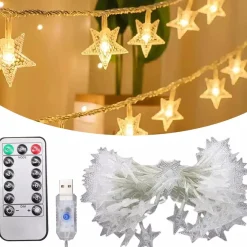 Bera L. Kerst - Kerstboom - Kerstverlichting - Kerstversiering - Rgb Led Sterretjes Met Afstandsbediening - 10 Meter 50 Lichtjes Sterretjes - Gordijn Lichtslingers Met 8 Modi - Indoor - Bruiloft - Licht Decoratie Shop