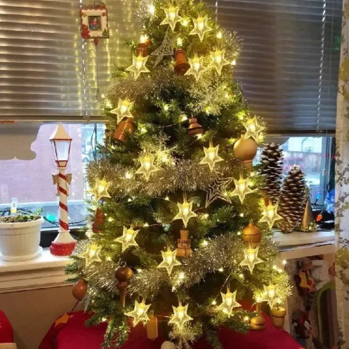 Bera L. Kerst - Kerstboom - Kerstverlichting - Kerstversiering -Warm Wit Led Sterretjes Met Afstandsbediening - 10 Meter 50 Lichtjes Sterretjes - Gordijn Lichtslingers Met 8 Modi - Indoor - Bruiloft - Licht Decoratie Store