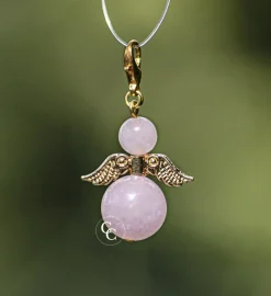 CC Kerstbeelden>Beschermengel Rozenkwarts ( Halfedelsteen ) , Chakra Engel , Geluksengel , Goldwing . ( Meerdere Varianten Beschikbaar !!! )