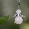 CC Kerstbeelden>Beschermengel Rozenkwarts ( Halfedelsteen ) , Chakra Engel , Geluksengel , Silverwing . ( Meerdere Varianten Beschikbaar !!! )