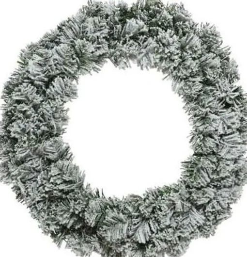 Decoris Kerstkransen>Besneeuwde Kerstkrans/Dennenkrans/Deurkrans 60 Cm Inclusief Helder Witte Verlichting