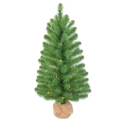 Black Box Kunstkerstboom Met Led Met Jute Op Batterij Roundstone Maat In Cm: 90 X 48 Groen 40 Lampjes Met Warmwit Led - Groen Best