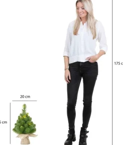 Mica Decorations Black Box Norton Kunstkerstboom - 45 X 20 Cm - Groen - 10 Lampjes Met Warmwit Led New