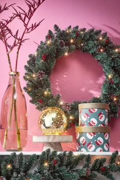 Black Box Kerstkransen></noscript> Trees Creston Kerstkrans Met Led Verlichting - O60 Cm - Groen