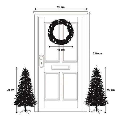 Black Box Trees Glendon Set Van 2 Kerstbomen En 1 Krans Met Led Verlichting - Groen Outlet