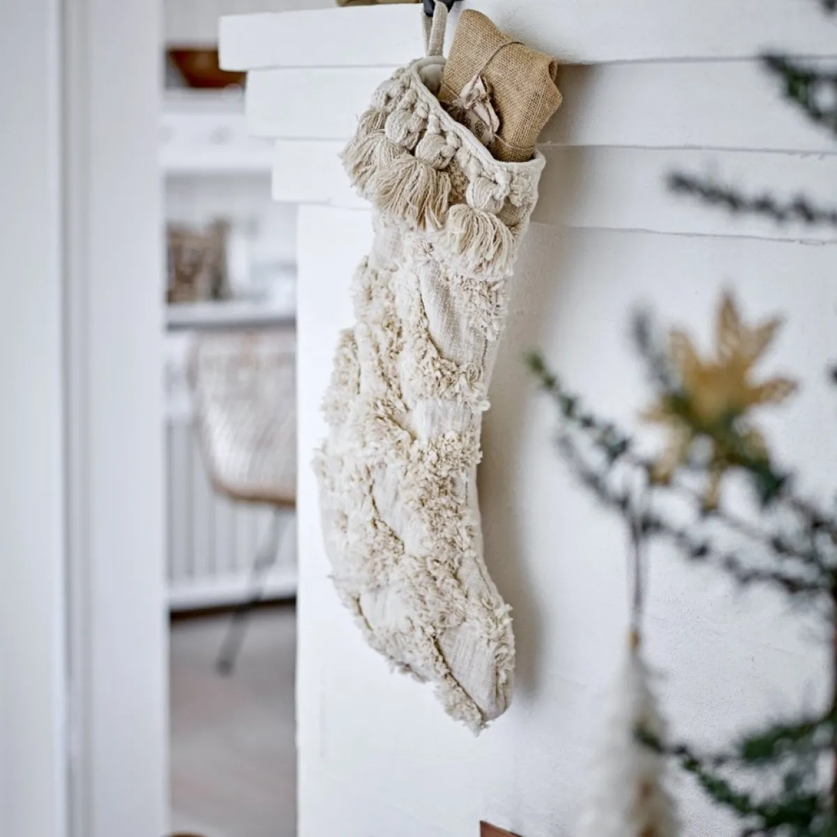 Bloomingville Kerstsokken> Kerstsok Vence Katoen Naturel