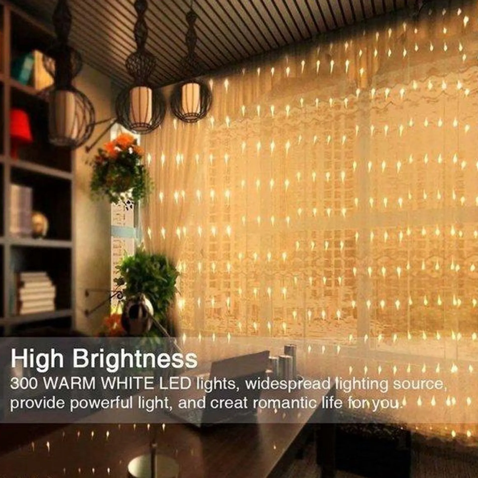 BOTC Led Lichtgordijn Sfeerverlichting - Inclusief Afstandsbediening - Led Kerstverlichting Lichtgordijn - 3 Meter - 300 Lichten - Warm Wit Best Sale