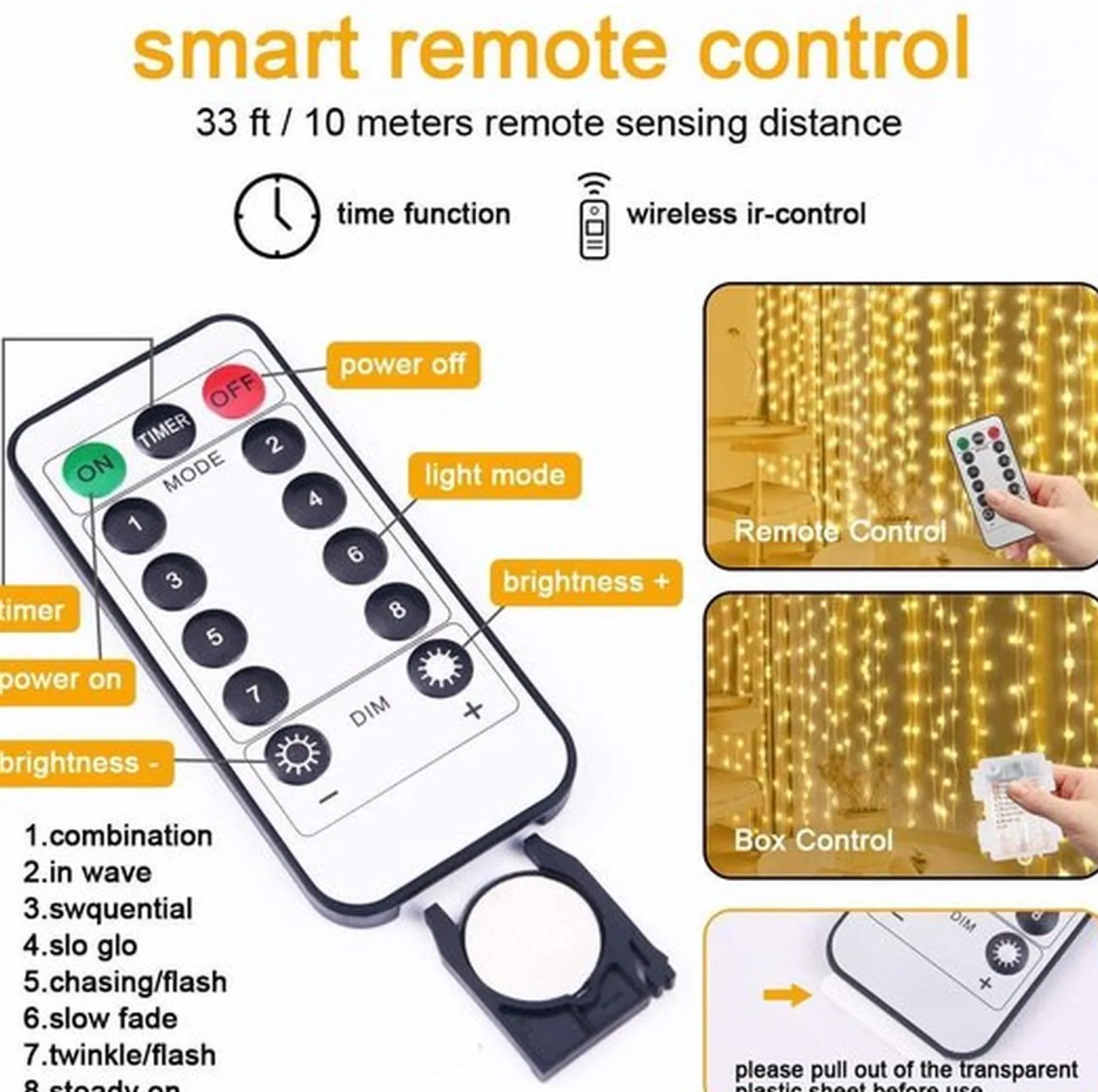 BOTC Led Lichtgordijn Sfeerverlichting - Inclusief Afstandsbediening - Led Kerstverlichting Lichtgordijn - 3 Meter - 300 Lichten - Warm Wit Best Sale