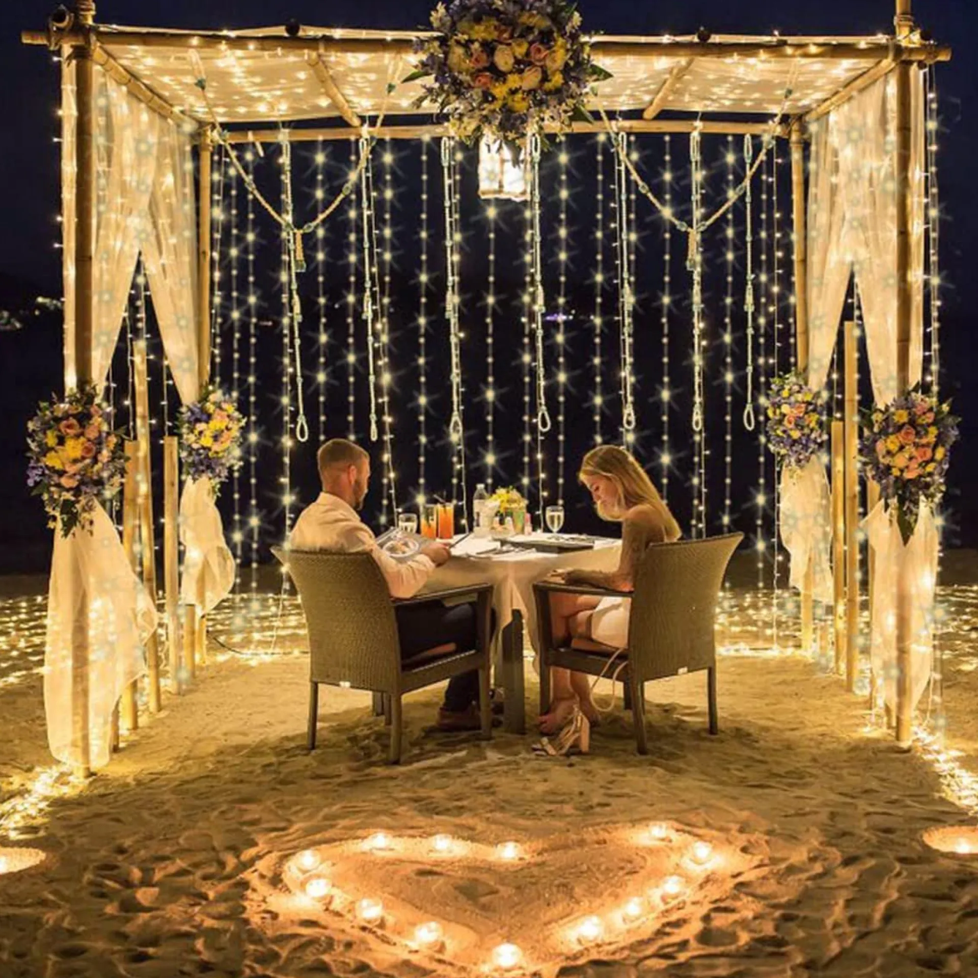 BOTC Led Lichtgordijn Sfeerverlichting - Inclusief Afstandsbediening - Led Kerstverlichting Lichtgordijn - 3 Meter - 300 Lichten - Warm Wit Best Sale