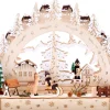 Brubaker Kerststallen> 3D Led Lichtboog Lichtboog - Winterlandschap Met Dorp - Led-Verlichting - Hout Natuur - 27,5 X 24,5 X 8,7 Cm - Handbeschilderd