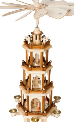 Brubaker Kerststallen> Kerstpiramide Houten Piramide - Natuur - 4 Niveaus - 60 Cm Hoogte - Handbeschilderde Figuren