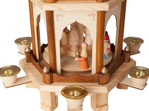 Brubaker Kerststallen> Kerstpiramide Houten Piramide - Natuur - 4 Niveaus - 60 Cm Hoogte - Handbeschilderde Figuren