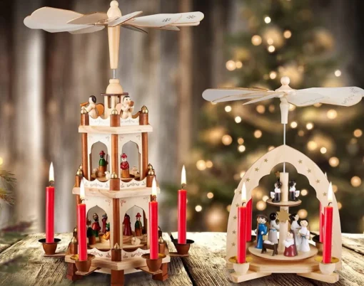 Brubaker Kerststallen> Kerstpiramide Houten Piramide - Natuur - 3 Niveaus - 45 Cm Hoogte - Handbeschilderde Figuren