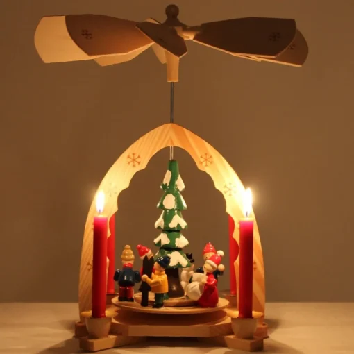 Brubaker Kerststallen> 1-Verdieping Houten Kerstpiramide - 30 Cm - Kerstboom Met Winterlandschap