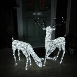 MonsterShop Bundel: Lichtgevend Rendier En Hert - Verlichte Kerstfiguren - 12 Meter Lange Stroomsnoeren - Gratis Bevestiginskits Flash Sale