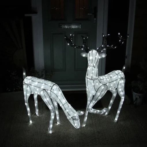 MonsterShop Bundel: Lichtgevend Rendier En Hert - Verlichte Kerstfiguren - 12 Meter Lange Stroomsnoeren - Gratis Bevestiginskits Flash Sale