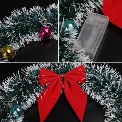 Casaria Kerstkransen> Kerstkrans 32Cm 20X Led Werkt Op Batterijen Deurkrans Kerstdeco Rood