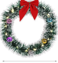 Casaria Kerstkransen></noscript> Kerstkrans 32Cm 20X Led Werkt Op Batterijen Deurkrans Kerstdeco Rood