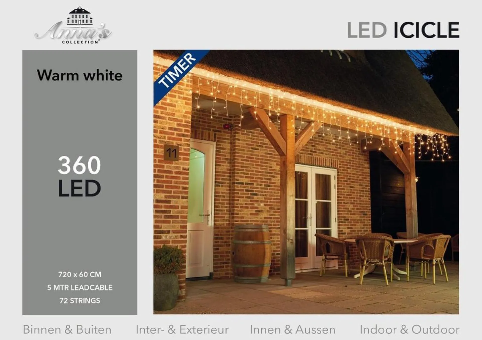 CBD Ijspegel Verlichting - 720 X 60Cm - 360 Led Warm Wit - 5M Aanloopsnoer Transparant Online
