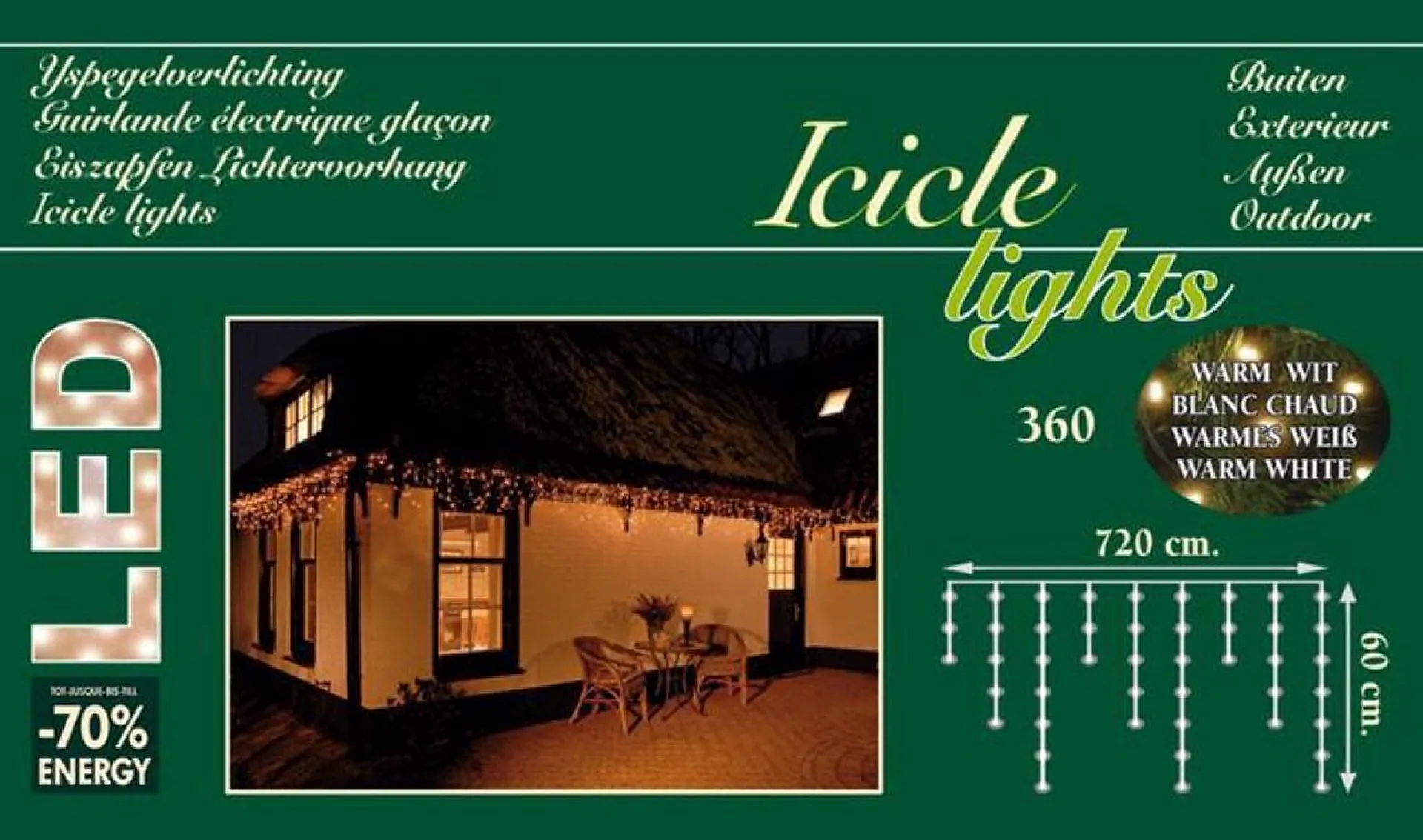 CBD Ijspegel Verlichting - 720 X 60Cm - 360 Led Warm Wit - 5M Aanloopsnoer Transparant Online