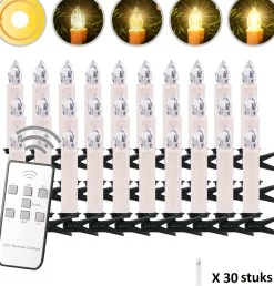 CClife - Led-Kaarsen Kerstkaarsverlichting - Timer Afstandsbediening - Dimbaar Flikkerend Vlamloos - Op Batterijen - Led-Decoratie - Kaarsen Kleur - Beige 30 Pcs - Kerstverlichting - Verlichte Kerstfiguren Cheap