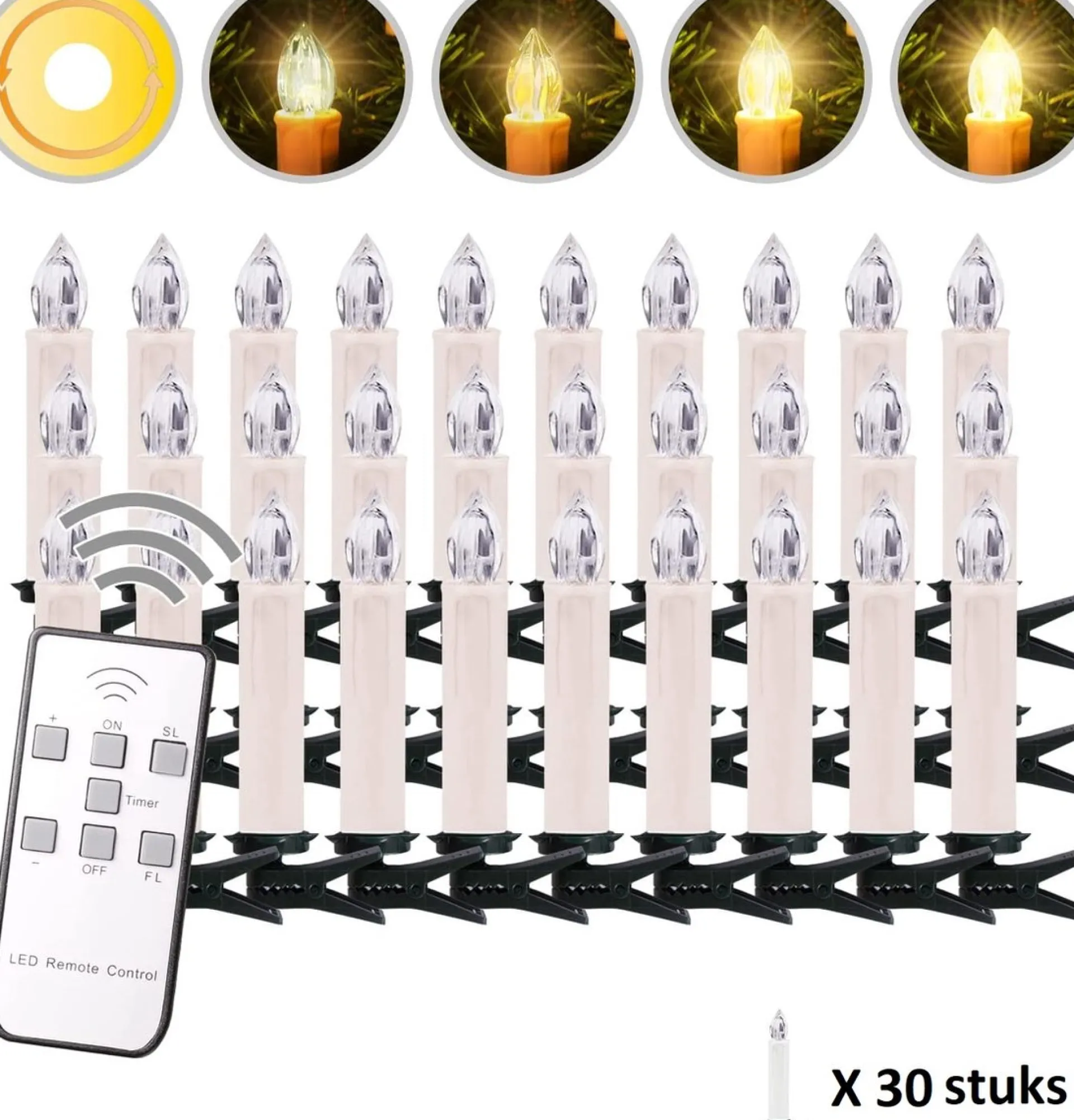 CClife - Led-Kaarsen Kerstkaarsverlichting - Timer Afstandsbediening - Dimbaar Flikkerend Vlamloos - Op Batterijen - Led-Decoratie - Kaarsen Kleur - Beige 30 Pcs - Kerstverlichting - Verlichte Kerstfiguren Cheap
