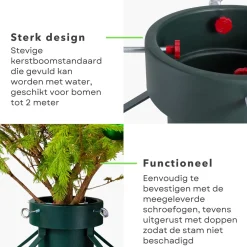Cheqo ® Kerstboomstandaard Met Waterreservoir - Kerstboomvoet Voor Bomen Tot 2 Meter - Kerstboom Standaard - Kerstboom Voet - 1.8 Liter Fashion