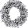 Cheqo Kerstkransen>® Kerstkrans Met Sneeuw - Krans - Kerstdecoratie - Kerstmis - Groen En Wit - O50 Cm