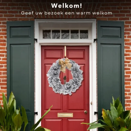 Cheqo Kerstkransen>® Kerstkrans Met Sneeuw - Krans - Kerstdecoratie - Kerstmis - Groen En Wit - O50 Cm