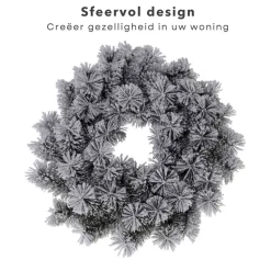 Cheqo Kerstkransen></noscript>® Kerstkrans Met Sneeuw - Krans - Kerstdecoratie - Kerstmis - Groen En Wit - O40 Cm