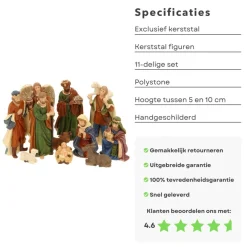 Cheqo Kerststallen>® Kerststal Figuren - Kerststalfiguren - Kerstgroep - Kerstbeeldjes - Polystone - 11-Delig