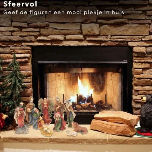 Cheqo Kerststallen>® Kerststal Figuren - Kerststalfiguren - Kerstgroep - Kerstbeeldjes - 11-Delig