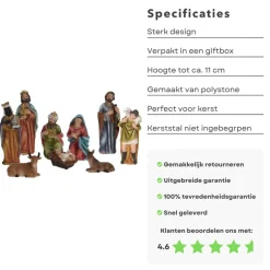 Cheqo Kerststallen></noscript>® Kerststal Figuren - Kerststalfiguren - Kerstgroep - Kerstbeeldjes - 9-Delig