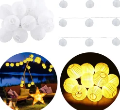 Cheqo ® Lampionnen Slinger - Feestverlichting - Lichtslang - Lichtslinger Lampion - Lampionnen Met Verlichting - Warm Wit - 10.75 Meter - 20 Lampions Store