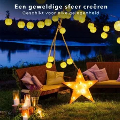 Cheqo ® Lampionnen Slinger - Feestverlichting - Lichtslang - Lichtslinger Lampion - Lampionnen Met Verlichting - Warm Wit - 10.75 Meter - 20 Lampions Store