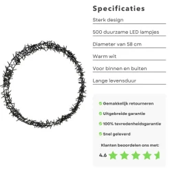 Cheqo Kerstkransen></noscript>® Lichtgevende Kerstkrans - Kerstring - Kerstverlichting - Kerstdecoratie - 500 Led - O58Cm - 8 Lichtfuncties - Voor Binnen En Buiten