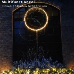 Cheqo Kerstkransen>® Lichtgevende Kerstkrans - Kerstring - Kerstverlichting - Kerstdecoratie - 600 Led - O68Cm - 8 Lichtfuncties - Voor Binnen En Buiten