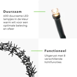 Cheqo Kerstkransen></noscript>® Lichtgevende Kerstkrans - Kerstring - Kerstverlichting - Kerstdecoratie - 600 Led - O68Cm - 8 Lichtfuncties - Voor Binnen En Buiten