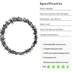 Cheqo Kerstkransen></noscript>® Lichtgevende Kerstkrans - Kerstring - Kerstverlichting - Kerstdecoratie - 600 Led - O68Cm - 8 Lichtfuncties - Voor Binnen En Buiten